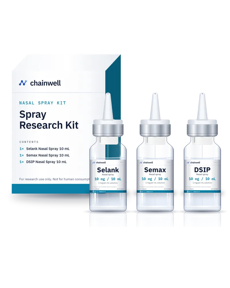 Spray Research Kit carton with Selank, Semax and DSIP 10 mL nasal spray bottles